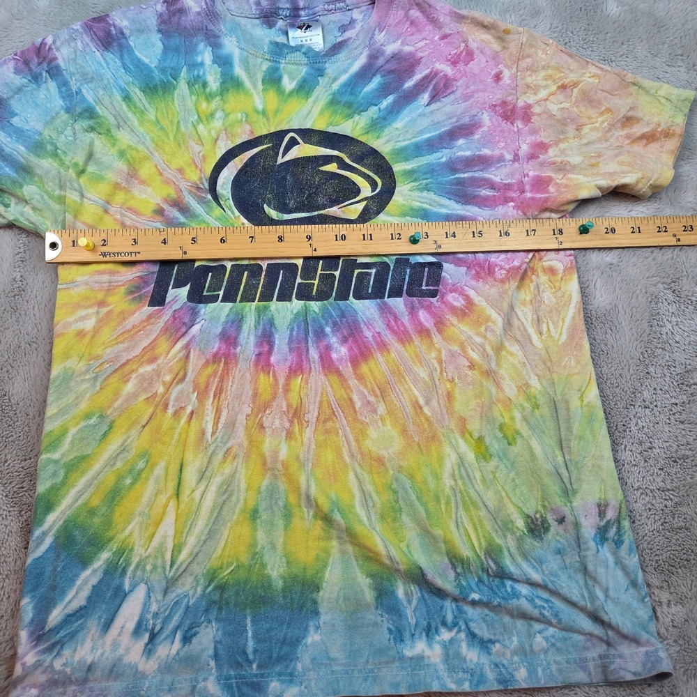 Vintage Penn State Tee M Heavyweight Spiral Rainbow Tie Dye Graphic 100% Cotton - Picture 3 of 8